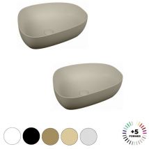 Lavabo double vasque à poser Vitra Outline, asymétrique - taupe mat Haut de gamme