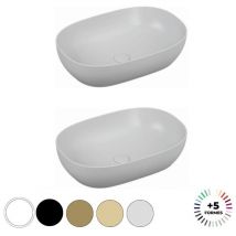 Lavabo double vasque à poser Vitra Outline, ovale - blanc brillant Haut de gamme