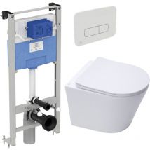 Ideal Standard Pack WC Bâti autoportant Prosys + WC SAT sans bride + Abattant SoftClose + Plaque blanche (PROSYSINFI2)