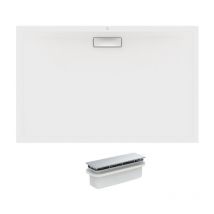 Receveur antidérapant 120 x 70 Ultra Flat New acrylique rectangle blanc bonde incluse - Ideal Standard