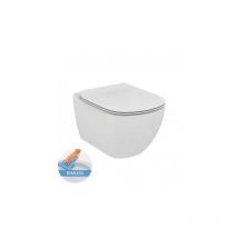 Tesi - AquaBlade rimless toilet bowl + ultra-thin seat with soft close (T354601) - Ideal Standard