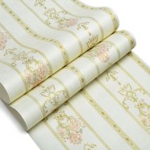iDeko Papier Peint Texturé 3D Série jardin Rétro Vintage 10X0,53M Salon papier fleur beige