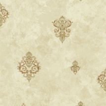 Ideko - Papier Peint Texturé 3D Série Palais Rétro Vintage 10X0,53M Salon papier fleur beige Soleil