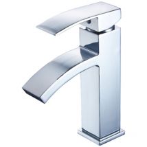 Robinet de salle de bains Mitigeur lavabo Robinet d'evier cascade chrome contemporain Monocommande