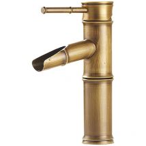 Ideko - Robinet de salle de bain Mitigeur lavabo design antique bambou Laiton Ceramique IDEAN10