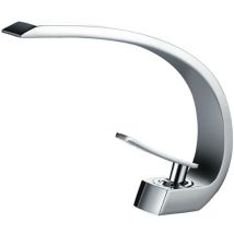 Robinet de salle de bain Mitigeur lavabo salle bain design moderne Laiton Ceramique chrome IDK6101-1 avec flexibles