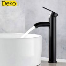 Ideko - Robinet salle de bain lavabo haut à vasque lavabo Noir design en céramique