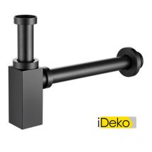 Ideko - Siphon de Lavabo en Laiton Universel 45mm Tube de Siphon Noir Design standard Réglable Anti Odeur mode