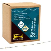 30185 - Micro Catena Luminosa A Led Con 100 Led In Bianco Caldo, Con Funzione Timer 6 Ore, A Batteria, Lunga Circa 10,2 M, Per Feste, Natale, 