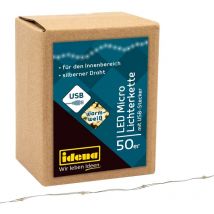 30257 - Catena luminosa led Micro con 50 led in bianco caldo e spina usb, per uso interno, per feste, Natale, decorazione, matrimonio, come luce