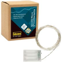 Idena 31118 - Micro Catena Luminosa A Led Con 20 Led In Bianco Caldo, Con Funzione Timer 6 Ore, A Batteria, Lunga Circa 2,2 M, Per Feste, Natale, 