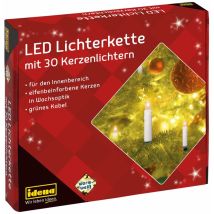 Idena 38192 - Catena Di Candele A Led Con 30 Led In Bianco Caldo, 30 Candele Con Morsetti, Con Spina Di Rete, Per Uso Interno, Come Decorazione Per 