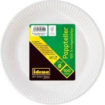 58250 - Piatti Per Feste Bianchi, 100 Pezzi, Diametro 23 Cm, Ecologici E Compostabili, Piatti Di Carta, Piatti Di Carta, Stoviglie Usa E Getta - Idena