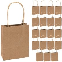 60058 - Sacchetti Di Carta, 20 Pezzi, 12 X 5 X 15 Cm, Sacchetti Regalo, Sacchetti Di Carta Kraft, Sacchetti Artigianali Da Decorare E Regalare - Idena