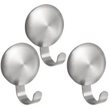 IDesign Appendiabiti a parete, Ganci attaccapanni autoadesivi in acciaio spazzolato, Set da 3 attaccapanni ingresso da muro, argento opaco