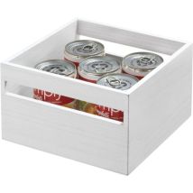 Idesign Eco Wood Porta Oggetti Con Manici, Piccolo Contenitore Armadietti Paulownia, Scatola Legno Portaoggetti Per Cucina E Altri Ambienti, Bianco, 
