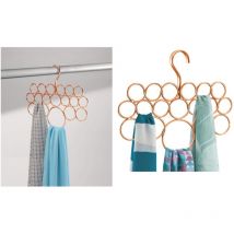 IDesign Organizer armadio, Porta sciarpe con 18 anelli ideale per sciarpe, foulard, cravatte, cinture, Portasciarpe in metallo pratico e versatile,