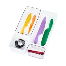 Organizer Cassetti, Pratico Organizer Scrivania Dalla Serie Di Rosanna Pansino, Organizer Cucina In Plastica Riciclata In Set Da 4, Bianco E 
