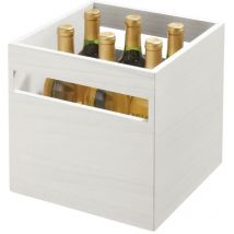 Idesign - Porta Oggetti Quadrata con Manici, Contenitore armadietti Paulownia, Scatola Legno portaoggetti per Cucina e Altri Ambienti, Bianco,