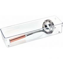 IDesign Portaposate cassetto, Organizer cassetti in plastica lungo, Separatori cassetti ideali per posate e altri utensili da cucina, trasparente