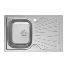 Idro Bric - Evier Cuisine Cuve Simple, Évier Cuisine en Acier Inoxydable, Éviers de Cuisine avec Siphon 90x50x15cm