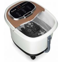Costway - Bassin de Pied 15L avec Ecran led, 6 Rouleau de Massage,C Chaleur Automatique 35°C-48°C Fonction de Douche et Lumière Rouge,Café