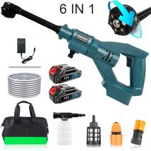 Teetok - Idropulitrici elettriche, idropulitrice portatile a batteria per auto a 2 batterie, pistola per pulizia a getto d'acqua + caricabatterie,