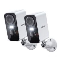 Iegeek - 2K Caméra Surveillance 2PCS WiFi Exterieure sans Fil Batterie Vision Nocturne Couleur pir Détection Audio IP65