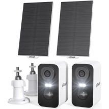 Iegeek - 2K Überwachungskamera Aussen Akku Kabellose mit Solarplatten, 5200mAh Akku Kamera Überwachung Aussen wlan, PIR-Bewegungserkennung, 2-Wege