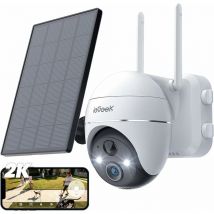 Iegeek - 2K Upgrade) Caméra Surveillance WiFi Extérieure sans Fil Solaire, Caméra ip Batterie, Vision Nocturne Couleur, pir Détection de Mouvement,