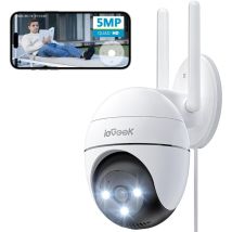 5mp 360 ° Caméra De Surveillance Wifi Extérieure, Caméra Ip Extérieure Ptz Avec Enregistrement 24/7, Couleur De Vision Nocturne, Détection Humaine, 