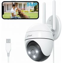 5MP Camera Surveillance WiFi Exterieure, 360° Camera ip, Vision Nocturne Couleur, Détection Humaine, Audio Bidirectionnel - Iegeek