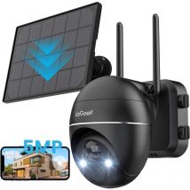 5MP Überwachungskamera Aussen Akku ptz wlan mit Solarpanel PIR-Bewegungsmelder 30M Farbige Nachtsicht Zwei-Wege-Audio - Iegeek