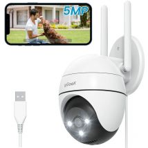 5MP Überwachungskamera Aussen wlan ptz Outdoor ip Kamera Überwachung Außen wlan Dome Kameramit Farbiger Nachsicht Bewegungserkennung Automatische