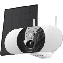 Cam Projecteur, Caméra De Surveillance Solaire 2k, Projecteur Led De 800 Lumens, Détection Humaine Pir Wifi Sans Fil Extérieur, Vision Nocturne, Audio