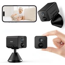 Caméra de surveillance wifi intérieure sans fil – 1080p batterie caméra de surveillance ai / pir détection de mouvement, vision nocturne, audio