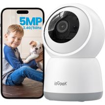 5MP WiFi Indoor Surveillance Camera 360° - Caméra d'intérieur WiFi 2.4G/5GHz, ptz Motion Detection Audio Two-Way Alexa for Pets/Babies - Iegeek