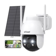 Camera Surveillance WiFi Solaire - 2K Camera de Surveillance Exterieur sans Fil 360° pzt Camera Solaire Vision Nocturne Couleur, Détection Humaine