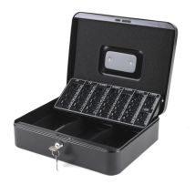 iggual Caja de Efectivo con 2 Llaves para Contar y Transportar Dinero, Caja de caudales portátil con Bandeja Organizador de Monedas y Billetes, Negro