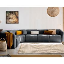 Lisa Design - Ikare - modulares ecksofa links - 6 sitze - aus stoff - grau