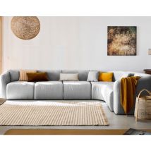 Lisa Design - Ikare - modulares ecksofa rechts - 6 sitze - aus stoff - hellgrau