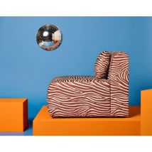 Lisa Design - Ikare - module d'assise sans accoudoirs zèbre en velours - marron / blanc