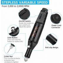 Ikodm - Stylo de gravure à réglage de vitesse électrique Micro perceuse à meulage électrique DIY70 ensembles de deux fiches rondes européennes noires