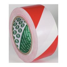 IKS - Ruban de marquage de sol F33 pvc rouge/blanc longueur 33 m largeur 50 mm rouleau