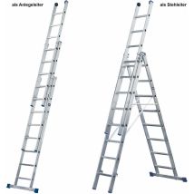Iller Mehrzweckleiter 3x7 Sprossen – max. Arbeitshöhe 5,80 m – Gewicht 15,7 kg – stabiler Stand – Sicherheitsgurte – durchgesteckte Sprossen