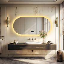 Luvodi - Oval Wall Mounted Illuminated Led Bathroom Mirror with Bluetooth Demister Pad Backlit - 800x500mm