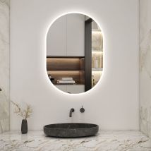 Acezanble - 500x700mm Illuminated Led Bathroom Mirror with Demister Pad Oval Backlit Wall Mounted,Touch Sensor Switch