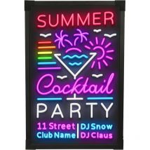 Illuminated LED Message Writing Board, Erasable Neon Effect Menu Sign Board with 8 Fluorescent Makers & Remote Control, LED Message Writing Board for