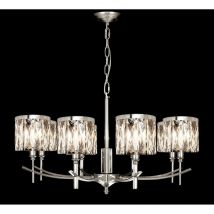 Illuminati Lighting - Illuminati Opulence Lustre à 8 bras, nickel satiné, abat-jour en verre, abat-jour en cristal K9