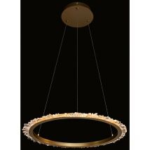 Illuminati Lighting - Illuminati Quartz Halo Petite Suspension led Ronde 47.5cm Diamètre Or Satiné 3000K, Cristal de Roche